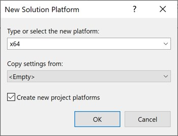 Screenshot of New solution platform dialog box.