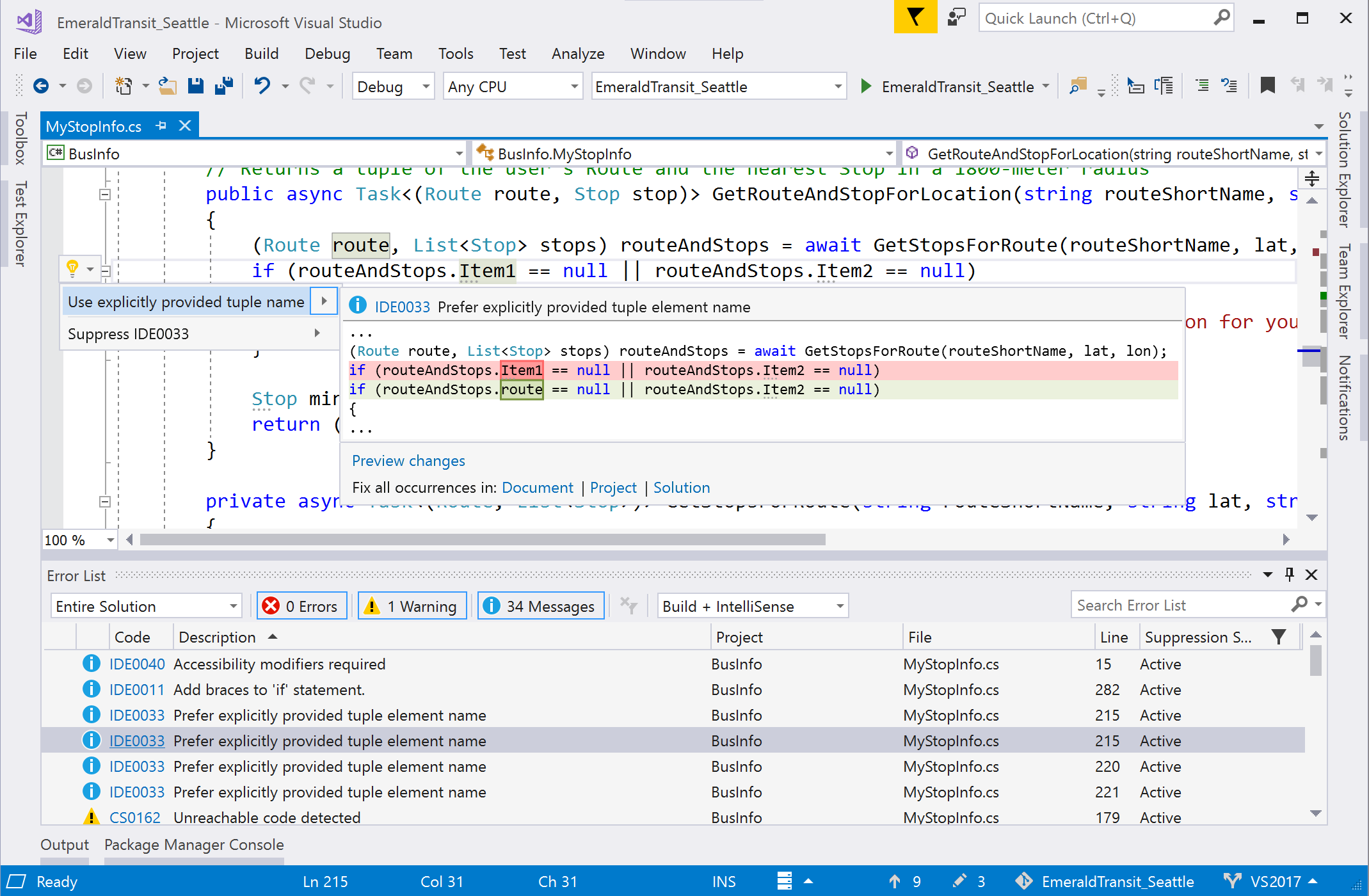 Refactorings in Visual Studio