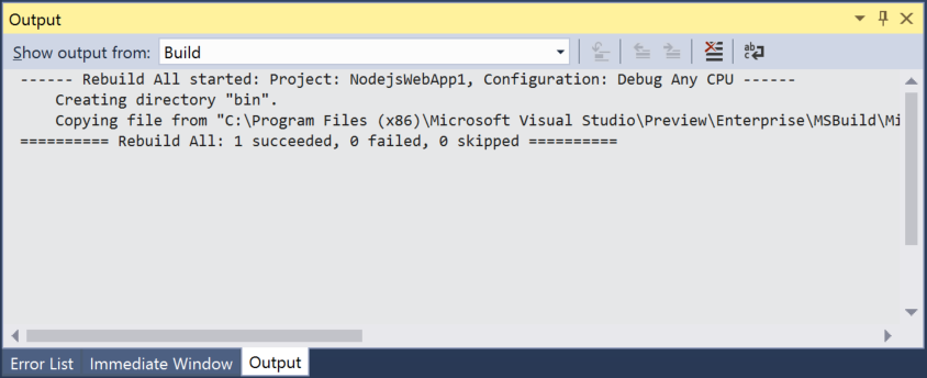 Verbose build output in Visual Studio
