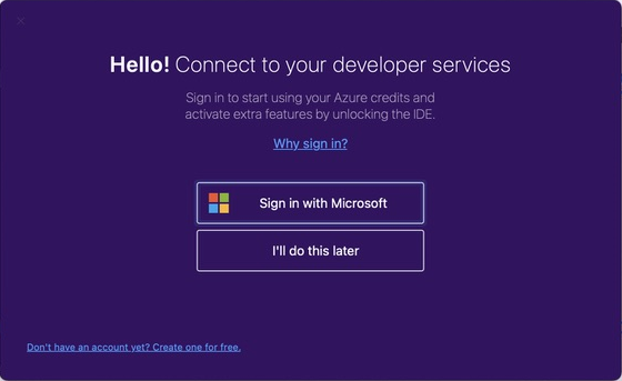 Accounts dialog in Visual Studio for Mac