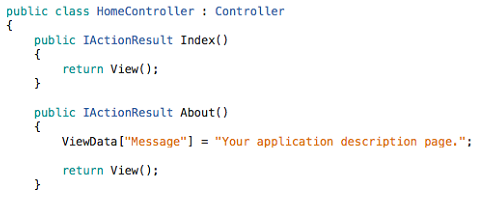 Screenshot of a C# class named HomeController.