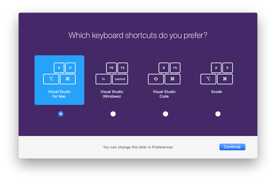 Choose which keyboard shortcuts you would like to use