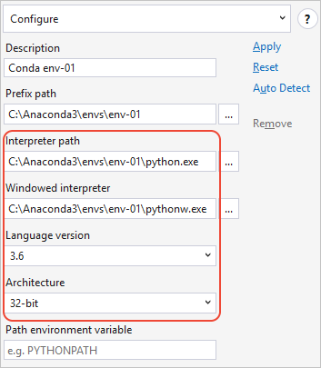 Completion of environment fields after using Auto Detect