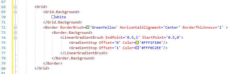 Inline Color Previews in XAML Code Editor