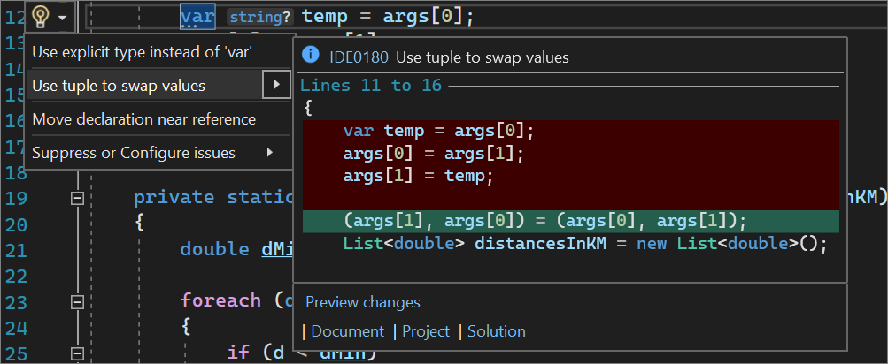 Use tuple to swap values refactoring