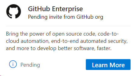 GitHub Enterprise pending GitHub invitation