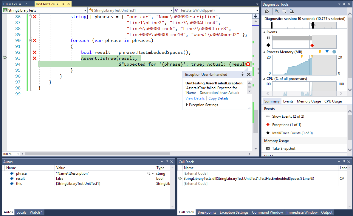 Visual Studio debugging tools