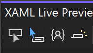 Screenshot of the XAML Live Preview toolbar buttons for element selection.