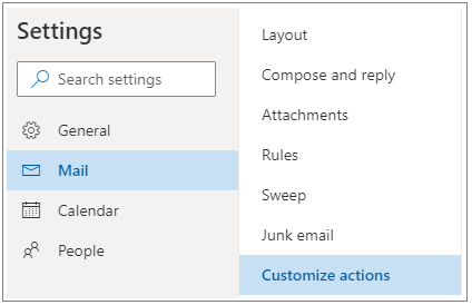 Customize actions.