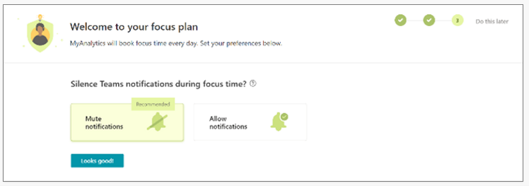 Focus plan - Choose to mute chat notifications.