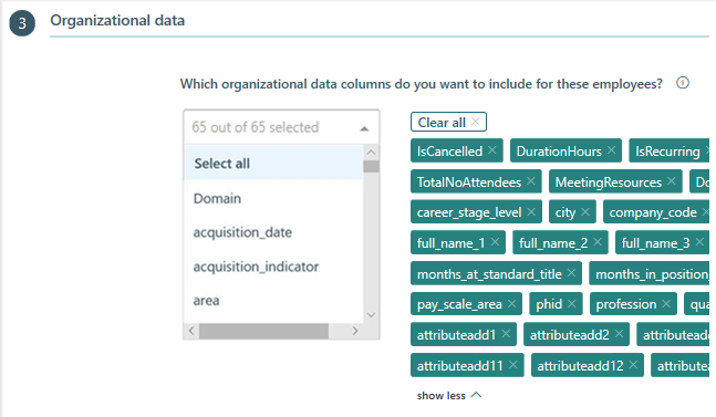 Organizational data section.
