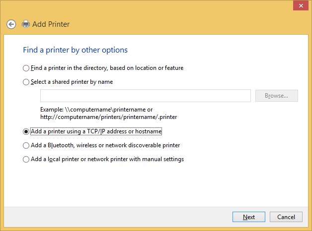 find a printer by other options.