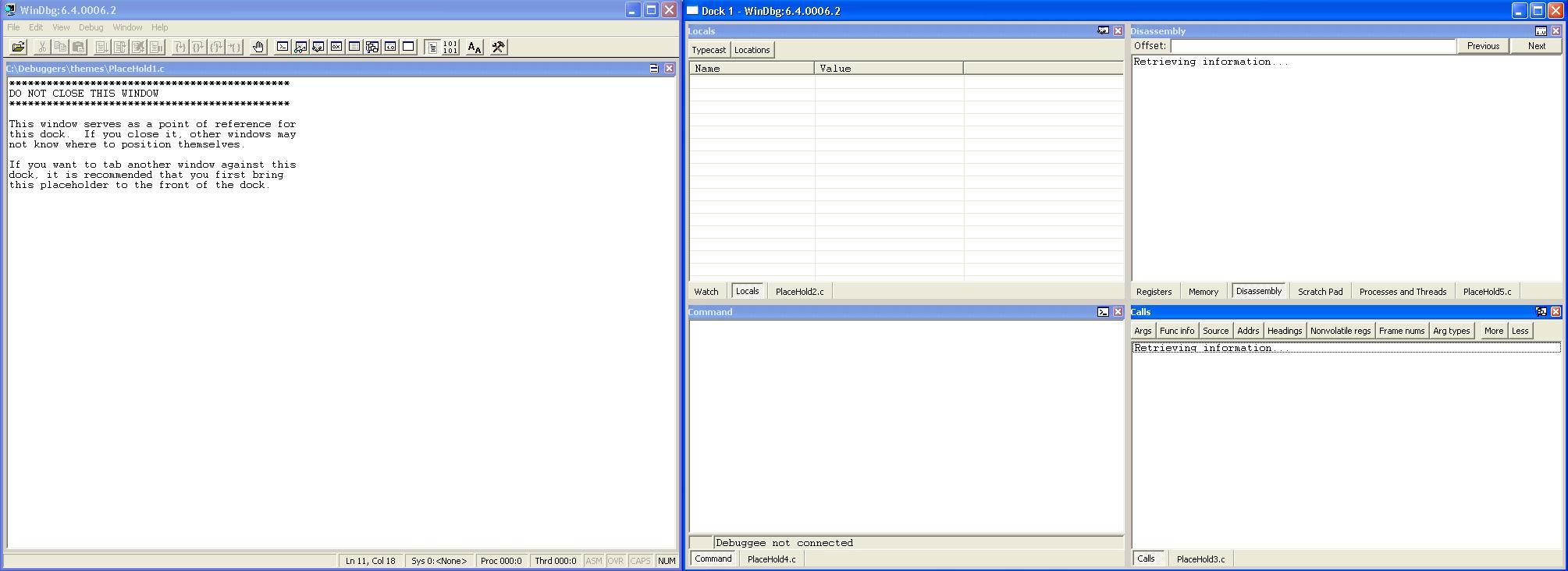 Screenshot of the Multimon.reg theme in Debugging Tools for Windows.