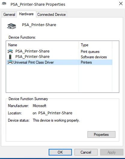 printer device id I P P attribute from the printer properties dialog