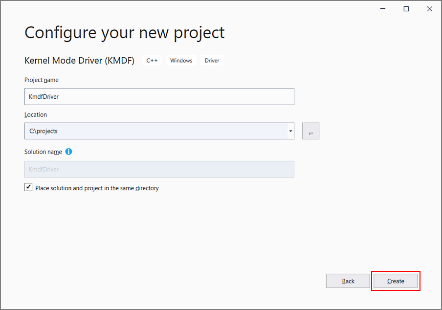 Screen shot of the project configuration dialog box.