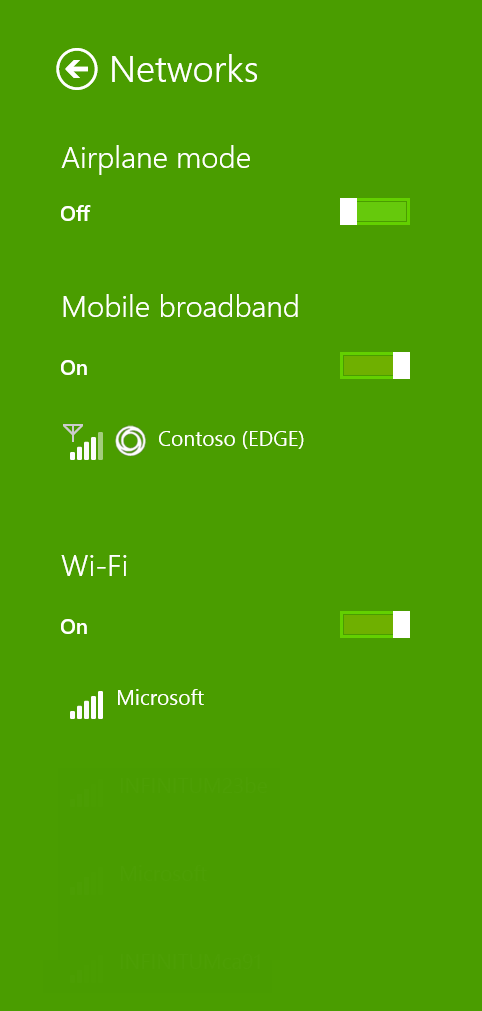 Screenshot of starting a mobile broadband app using Windows Connection Manager.