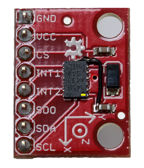 real image of a modified adxl345 accelerometer breakout board.