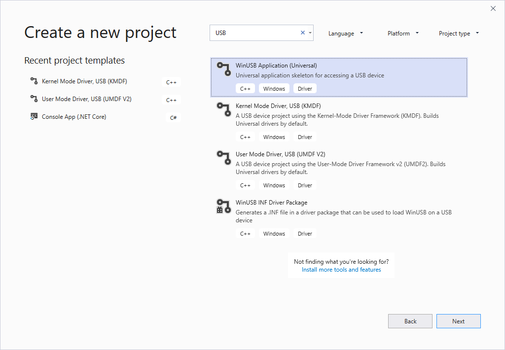 Write a Windows desktop app based on the WinUSB template - Windows drivers  | Microsoft Docs