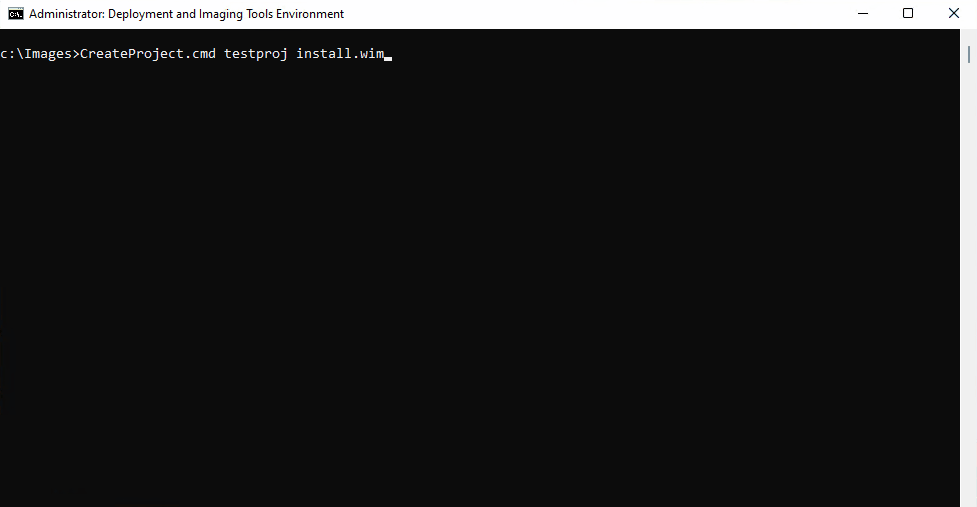 Sample of the command prompt window output when creating a new project