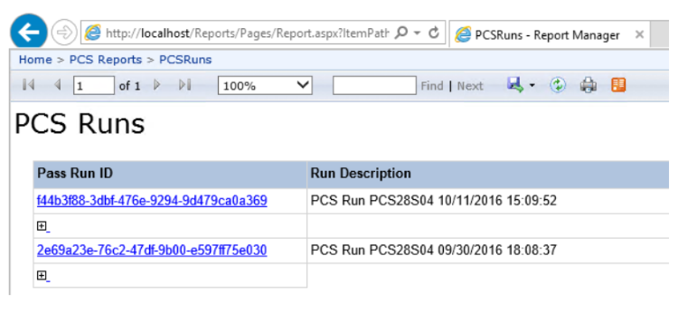 ie reporting showing pass run ids
