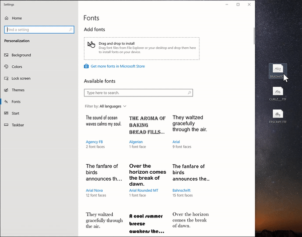 A better Font management experience in Settings.