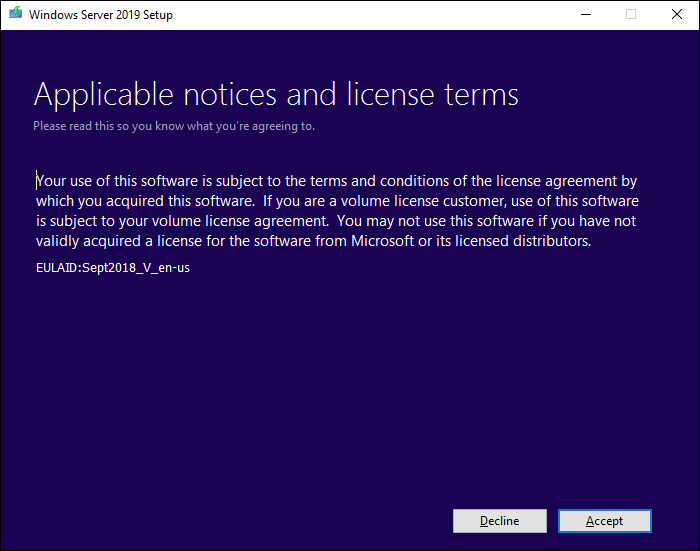 Screen to accept your license agreement