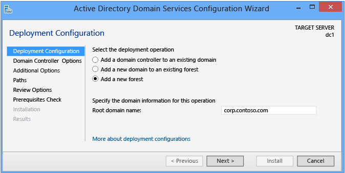 Screenshot that shows the Deployment Configuration.