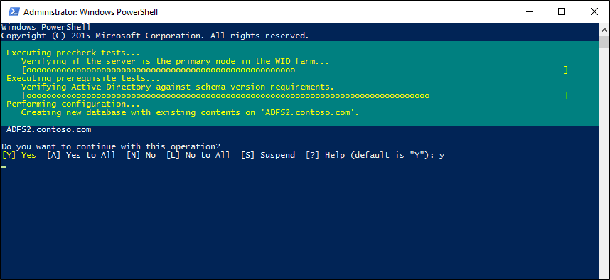 Screenshot of a terminal window that shows how to run the Invoke-AdfsFarmBehaviorLevelRaise cmdlet.