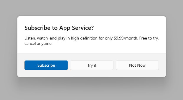 Subscribe to App Service Dialog