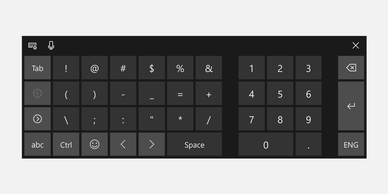 Windows touch keyboard for currency