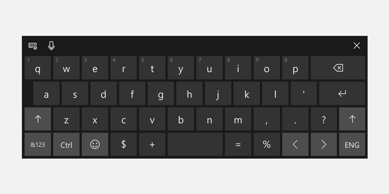 Windows touch keyboard for formula