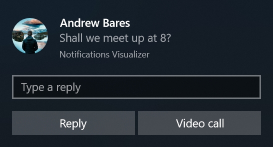 notification with text and input actions