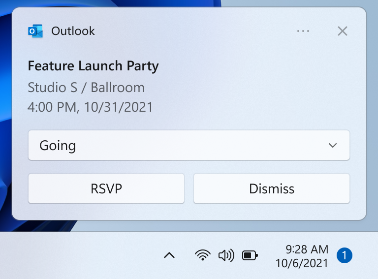 A cropped desktop screenshot showing a notification with button elements.