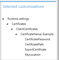 In Windows Configuration Designer, the selected customizations pane shows your settings.