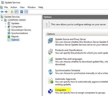 Select Comptuers in the WSUS Administration Console.