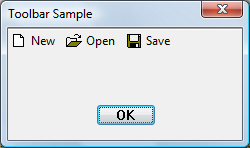 screen shot of a toolbar with text to the right of each icon