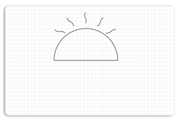 illustration of an arc and bezier curves that show the sun