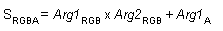 equation of the add alpha modulate color operation (s(rgba) = arg1(rgb) x arg2(rgb) + arg1(a))
