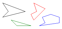 illustration showing five polygons of different shapes, sizes, and colors