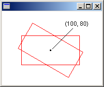screen shot of a window with two red rectangles centered the same point, but with different rotations