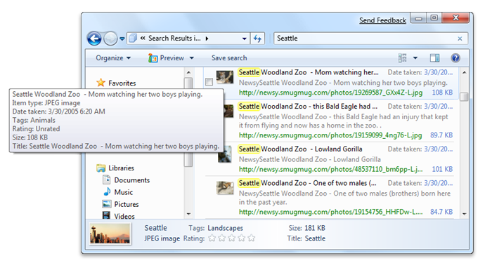 screen shot showing the ui areas of windows explorer that can be customized by using proplists