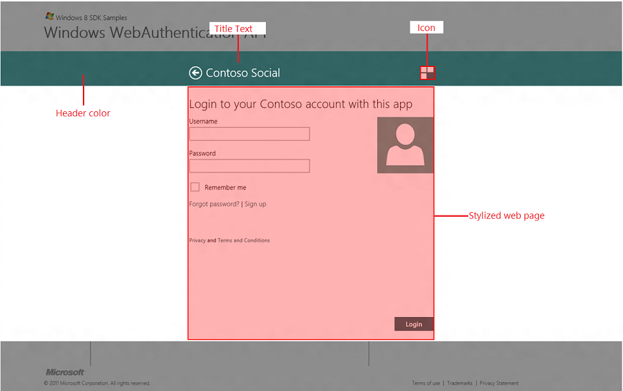 web authentication broker user interface elements