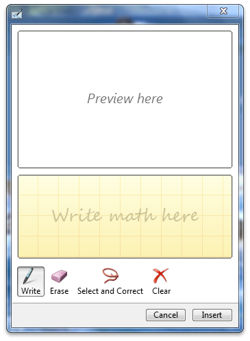 math input control with a larger preview area