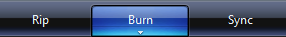 screen shot of menu bar with rip, burn, and sync 