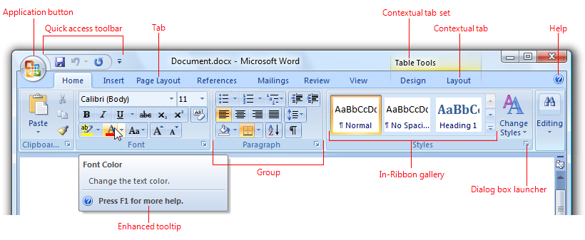microsoft office word 2007 tabs