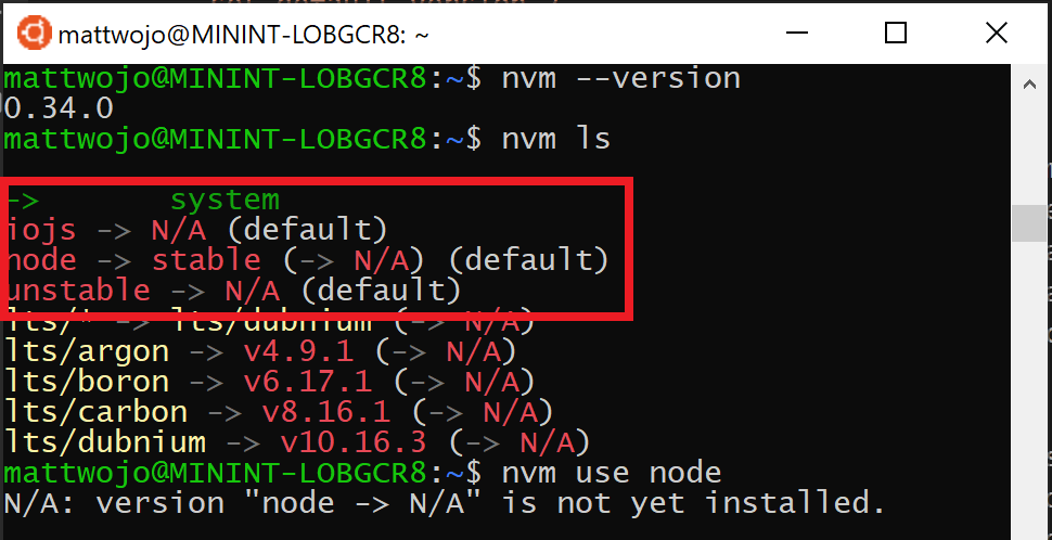 node js nvm install