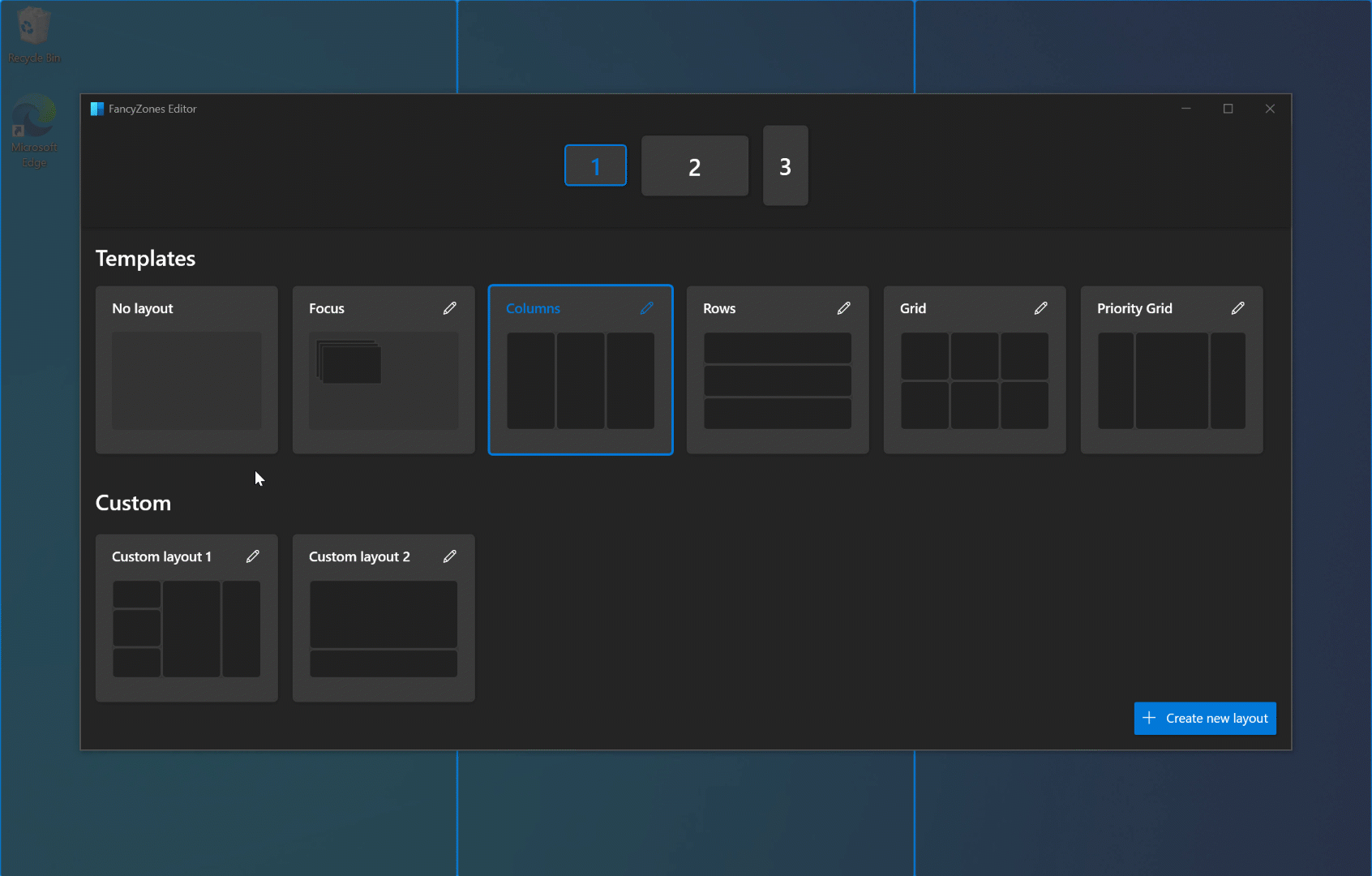 FancyZones Quick-Swap Layouts settings and usage