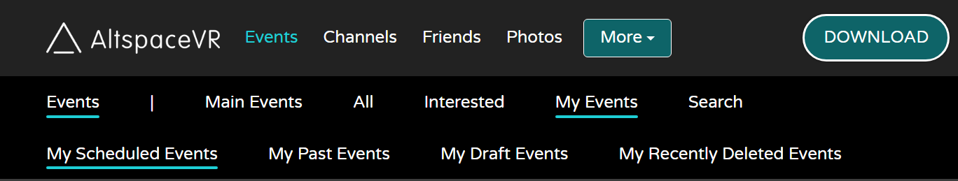 My events page