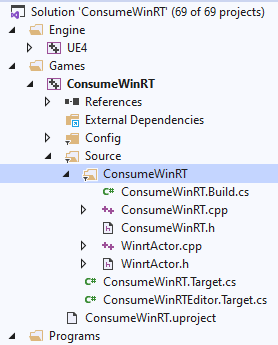 Opening the ConsumeWinRT.build.cs file