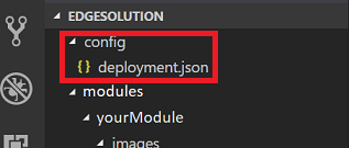 Screenshot that shows the config folder and deployment dot jason file circled in red.
